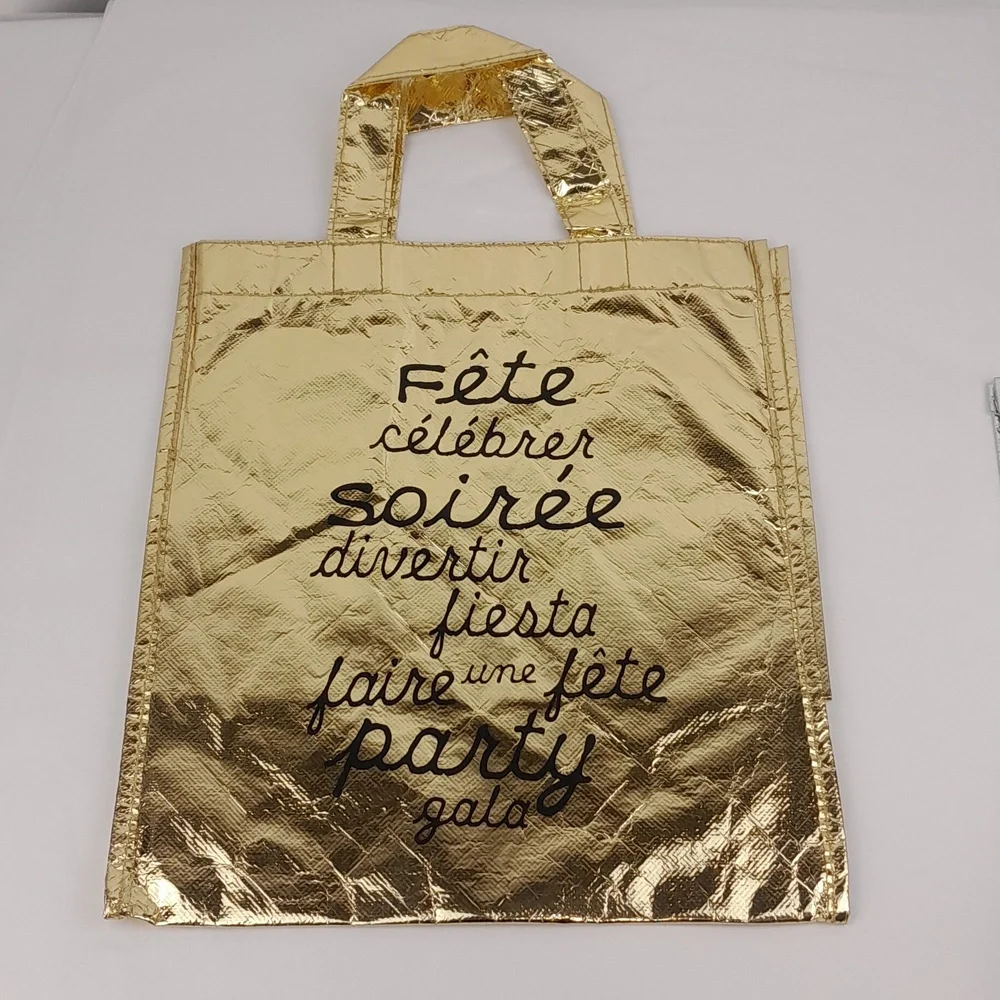 2 Gold & Silver Metallic French Party Favor Gift Bags